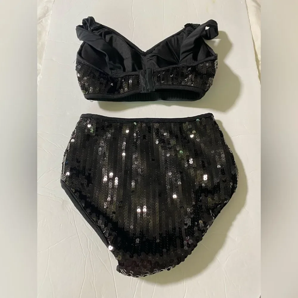 Glamour Dance solo dance costume mature sequin 5556 rocker goth 2 piece SA/MA